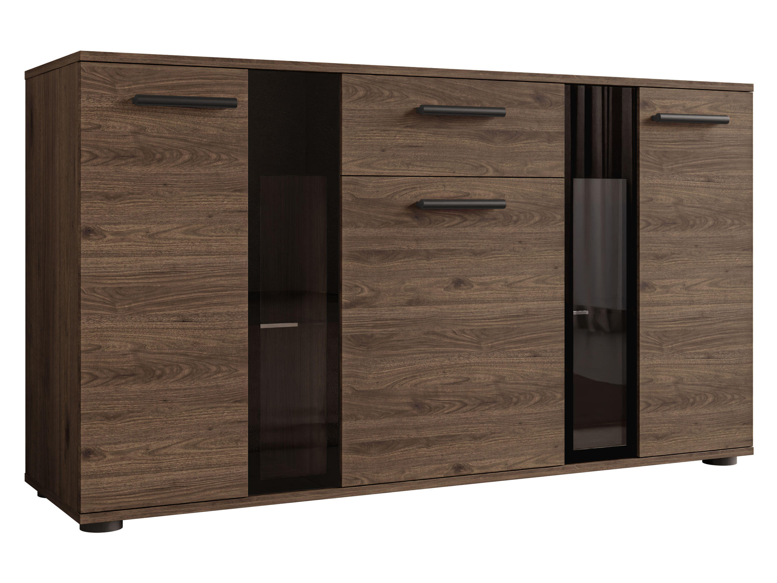 KOMMODE Salsa - Nussbaumfarben/Schwarz, Holzwerkstoff (141/80/41cm) - MIRJAN24