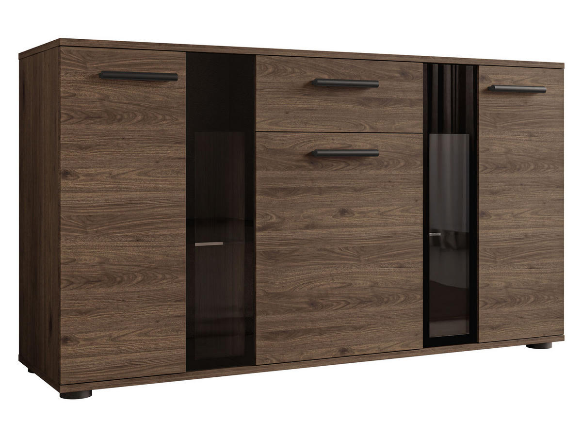 KOMMODE Salsa - Nussbaumfarben/Schwarz, Holzwerkstoff (141/80/41cm) - MIRJAN24