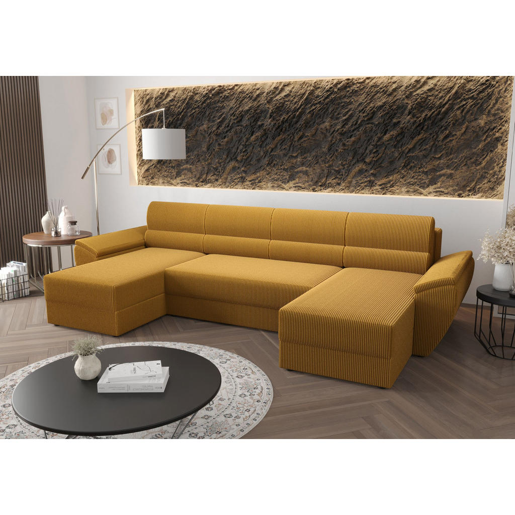 Thumbnail - Bedante Ecksofa, Currygelb, Textil, 326x86x140 cm, Wohnzimmer, Sofas & Couches, Wohnlandschaften, Wohnlandschaften in U-...