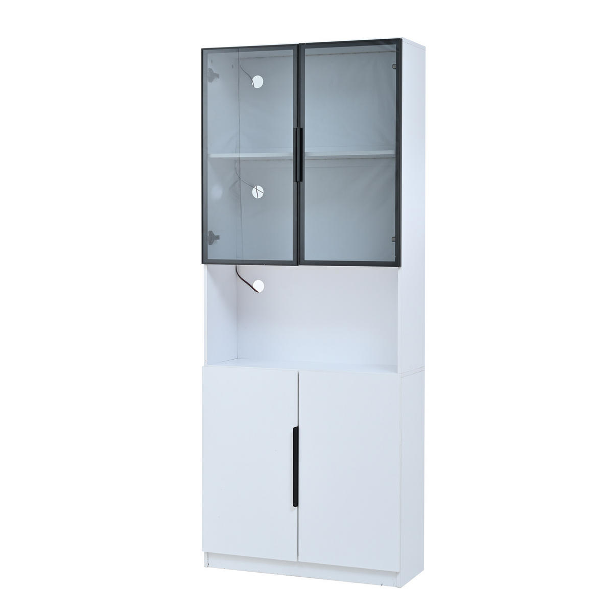 VITRINE Weiß 80/30/200 cm - Weiß, Holzwerkstoff (80/200/30cm) - PANGIVO