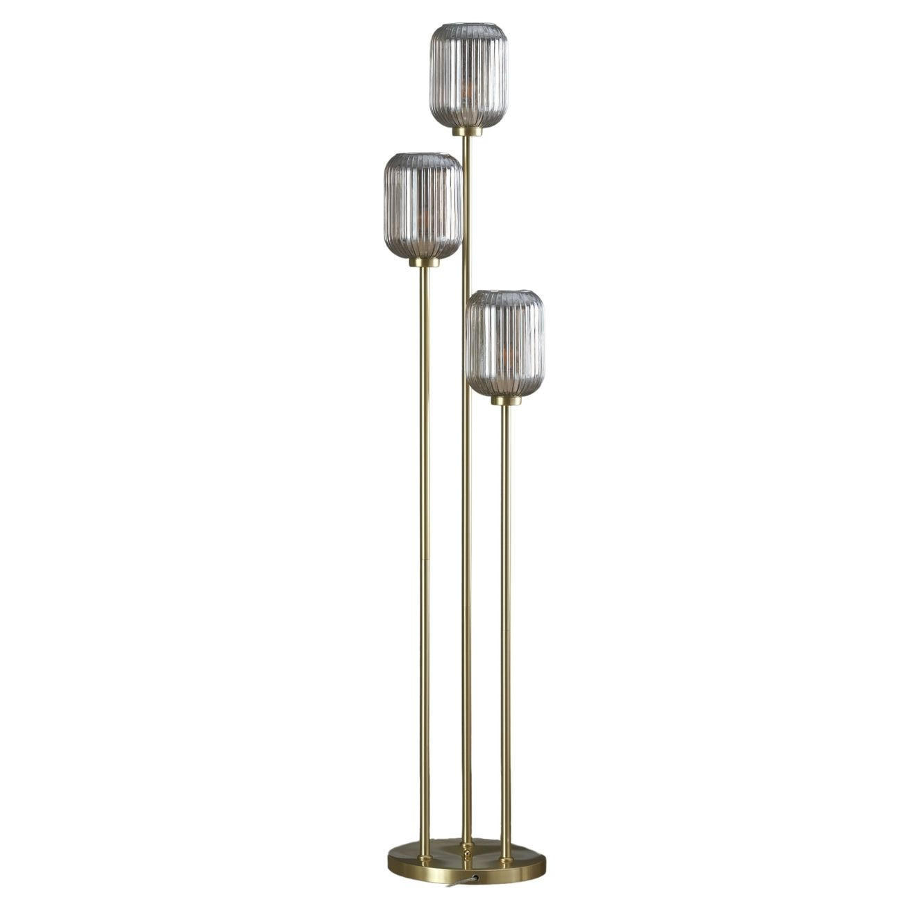 STEHLEUCHTE Rosalia, Gold / Messing, 160cm - Goldfarben, Glas (160/33/160cm) - KOSILUM