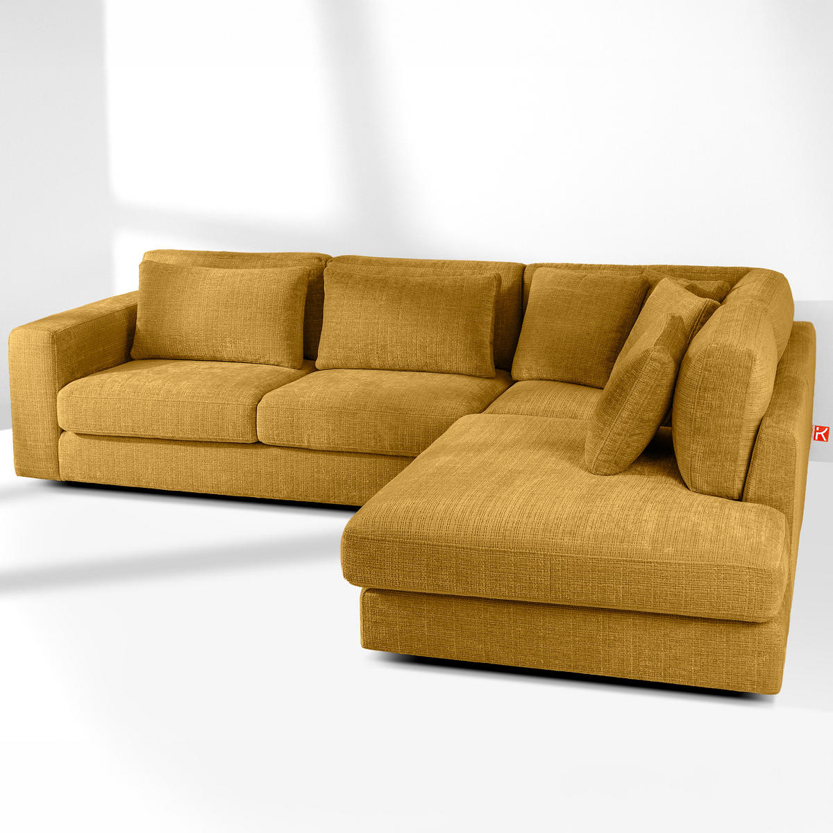 ECKSOFA rechts VERUS - Gelb, Holz/Holzwerkstoff (297/248cm) - KONSIMO®