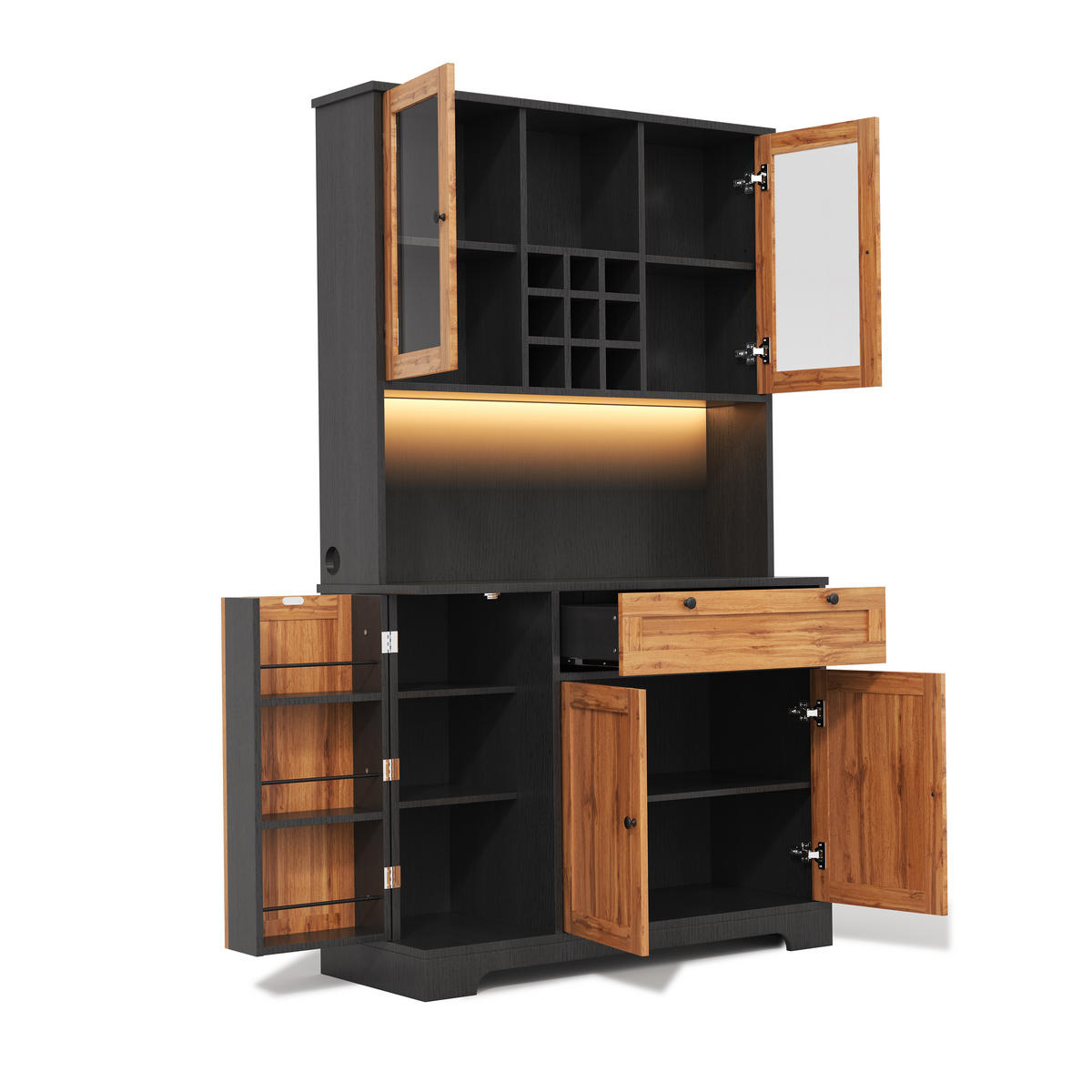 BUFFET DE-38659 180/105/40 cm LED-Beleuchtung und integrierte Steckdose Natur - Naturfarben, Holzwerkstoff (105/180/40cm) - ComfortXL