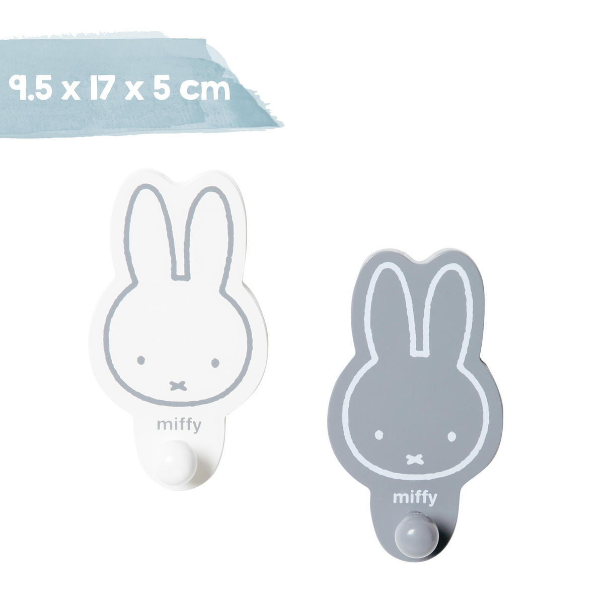 WANDHACKEN Miffy 2-tlg. - Dunkelgrau, Holzwerkstoff (9.5/17/5cm) - Roba