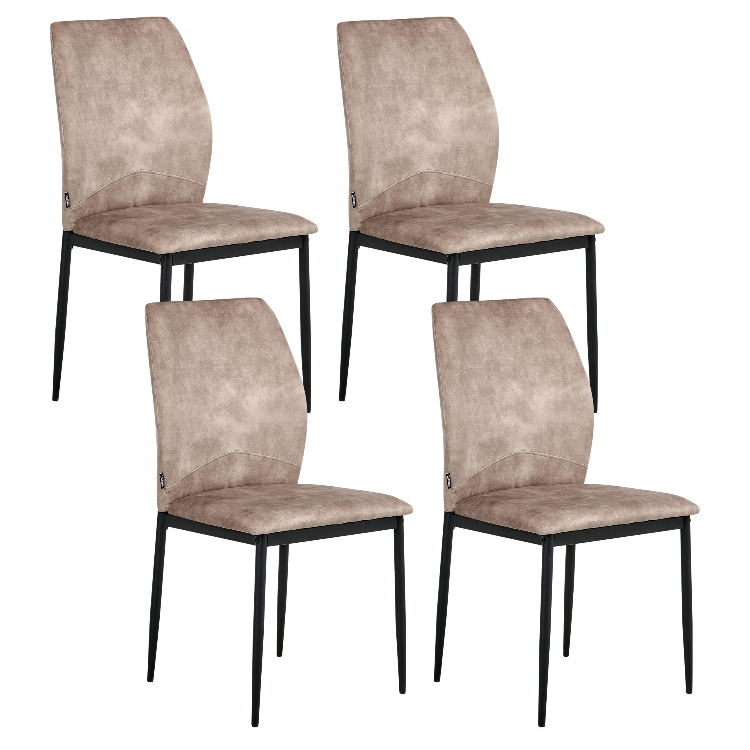 ESSZIMMERSTUHL 4er-Set Stoff Taupe Rocheport - Taupe, Textil (46/89/44cm) - Beliani