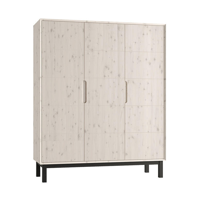SKRIŇA 3 dvere Country Bielené drevo - biela, drevo (148.2/180/53.2cm) - Petits-meubles