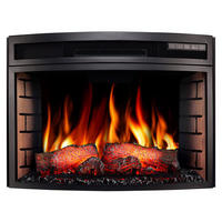 EINBAU-ELEKTROKAMINEINSATZ AF25 Panoramic – Breite 66 cm, gebogenes Panoramaglas, 3D-Flammeneffekt, Heizfunktion - Schwarz, Glas/Metall (66/47/28.7cm) - ArtiFlame