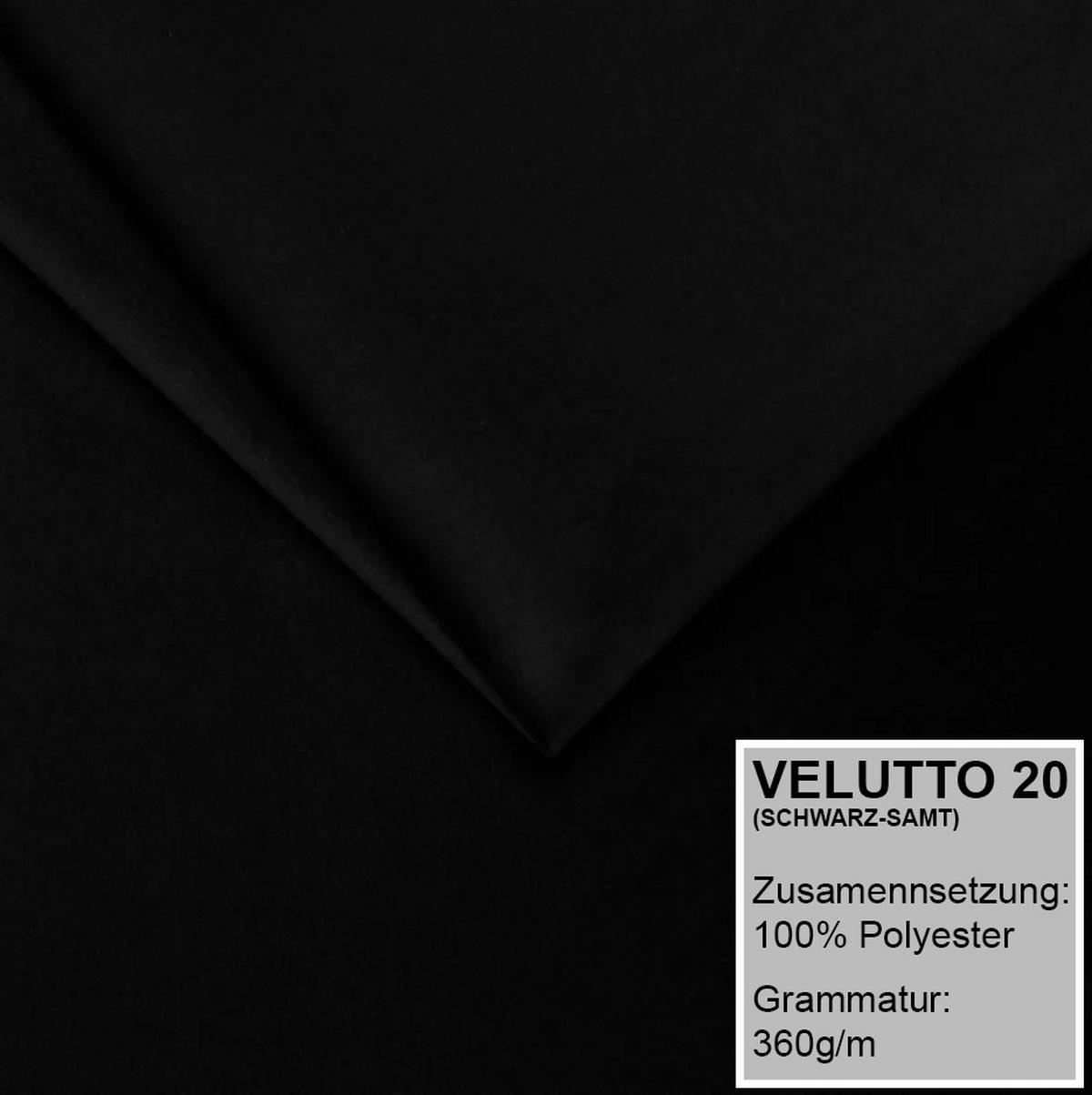 ECKSOFA EINAR 362 cm x 170 cm – Stoff: VELUTTO Schwarz 20 Farbe: Schwarz - Schwarz, Textil (362/170cm) - A&J MöbelLand