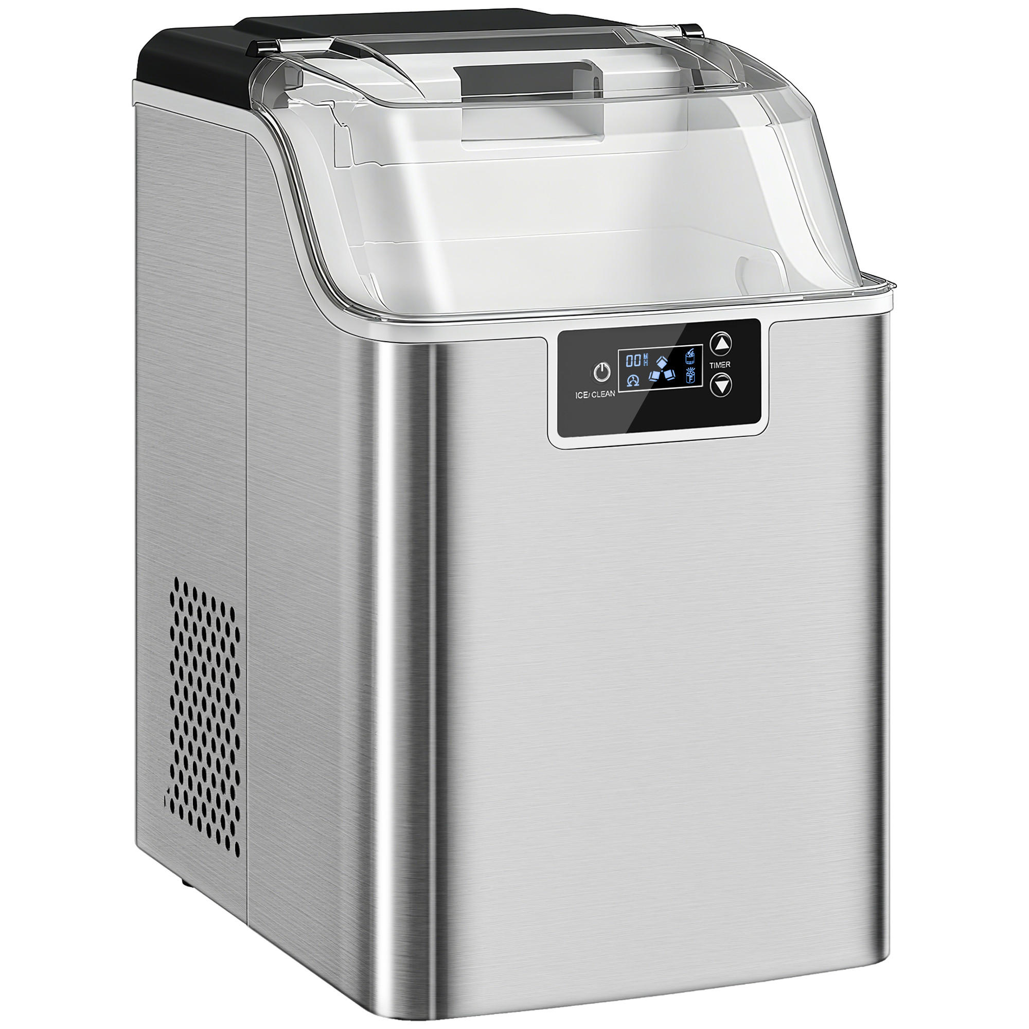 EISWÜRFELMASCHINE, 20 kg/24h, 2 L, Ice Maker Edelstahl 24 Eiswürfel in 6-15 Min. - Silberfarben, Kunststoff (24/39/33.5cm) - HOMCOM