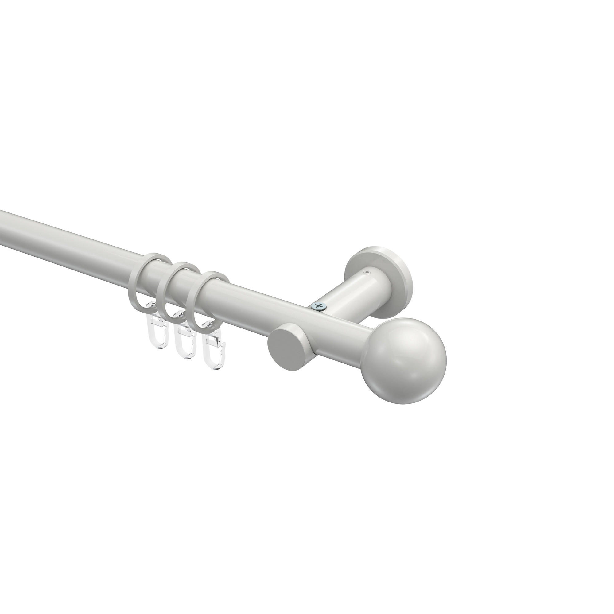 GARDINENSTANGEN-SET Platon Luino 260 cm (geteilt in 2 x 130 cm), 1-läufig, 20 mm Ø Weiß - Weiß, Metall (260cm) - INTERDECO