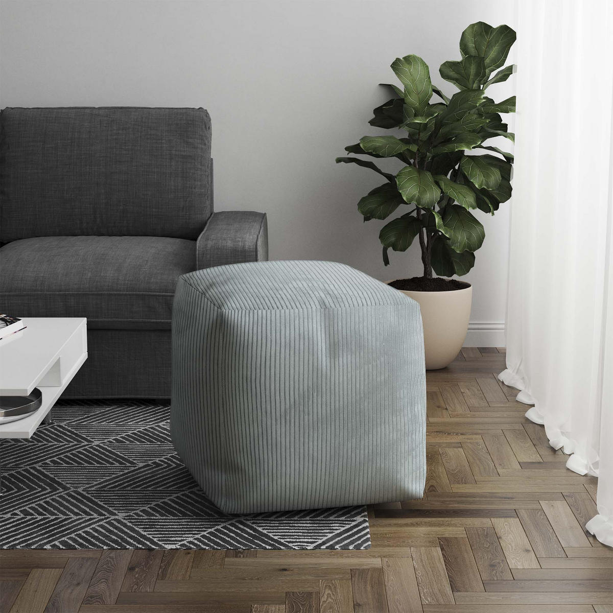 SITZSACK CUBE Green Lily - Jadegrün/Salbeigrün, Textil (60/60/60cm) - Dreamroots