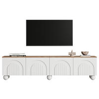 TV stolek 180/40/45 cm s úložným prostorem, 4 dvířky a 6 kovovými nohami, Bílá a dub - bílá, kompozitní dřevo (180/45/40cm) - Redom