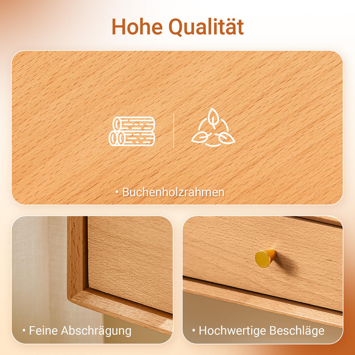 SCHWEBEREGAL mit 2 Schubladen, 60×20×10 cm, Natur - Naturfarben, Holzwerkstoff (60/10/20cm) - SoBuy