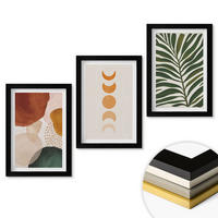 WANDBILDER 3er-Set - 20x30 cm Schwarzer Rahmen - Abstrakte Blattformen - Schwarz, Kunststoff (20/30cm) - ArtPrintCave
