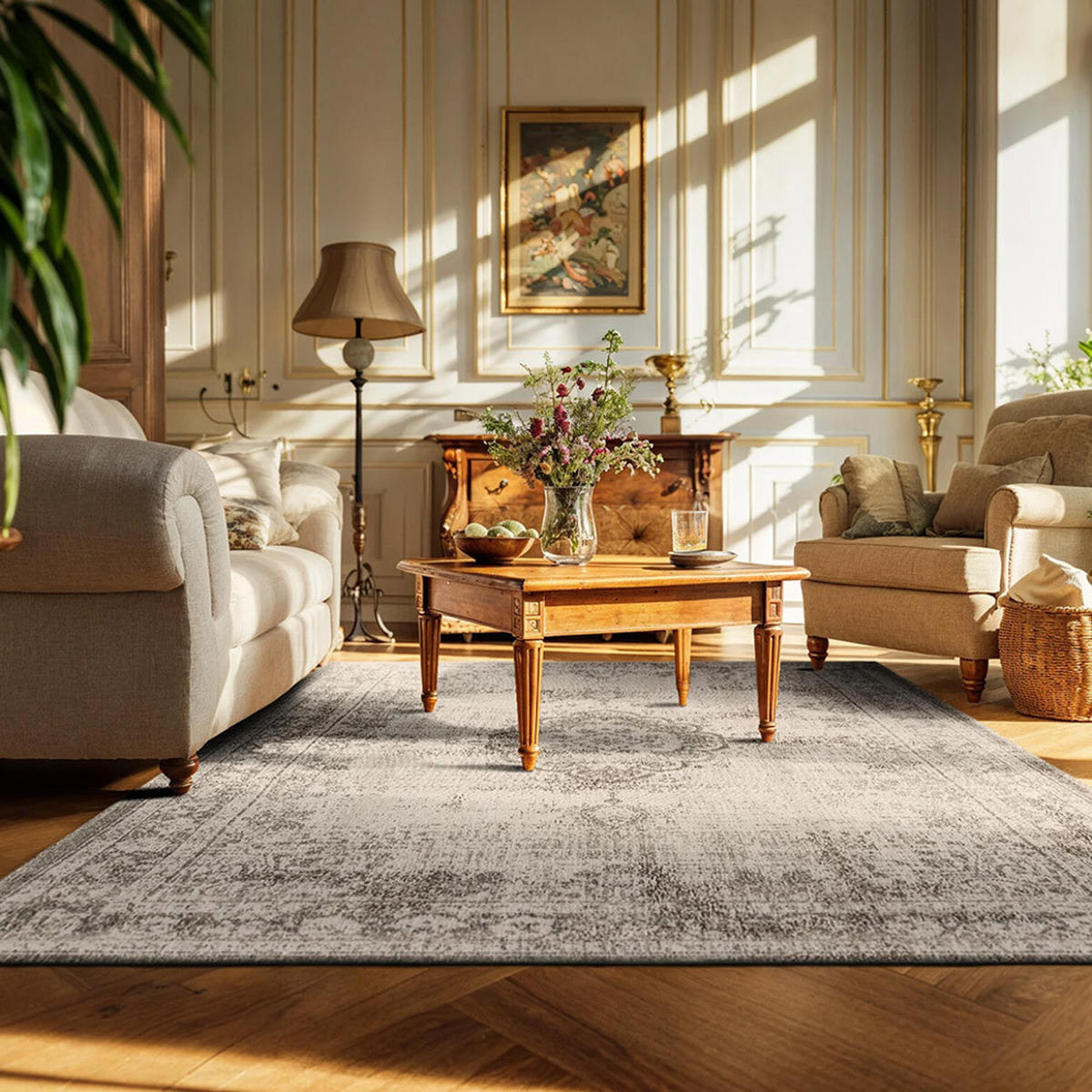 TEPPICH Salt & Pepper Fading World Medallion 170/240 cm - Beige, Textil (170/240cm) - Louis De Poortere