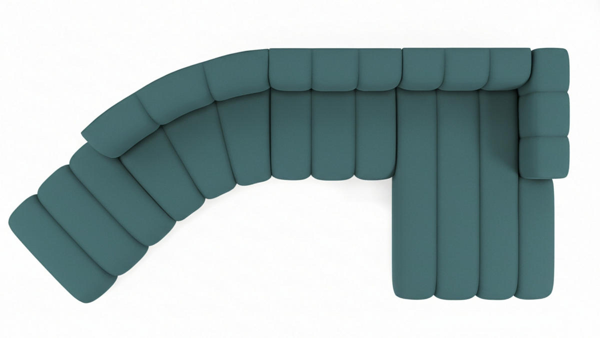 ECKSOFA L-Form GRAND Round, Stoff Salvador, Azurblau, Rechts - Blau, Holz (445/179cm) - Kaiser Möbel