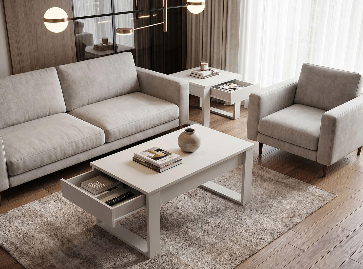 COUCHTISCH Nea Kaschmir 60 / 60 / 52cm - Beige, Holz/Holzwerkstoff (60/60/52cm) - Feldmann-Wohnen