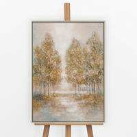 GEMÄLDE Herbstlicher Hain Schattenfugenrahmen Beige 70x50 cm - Beige, Holz (70/50cm) - YS-art gallery