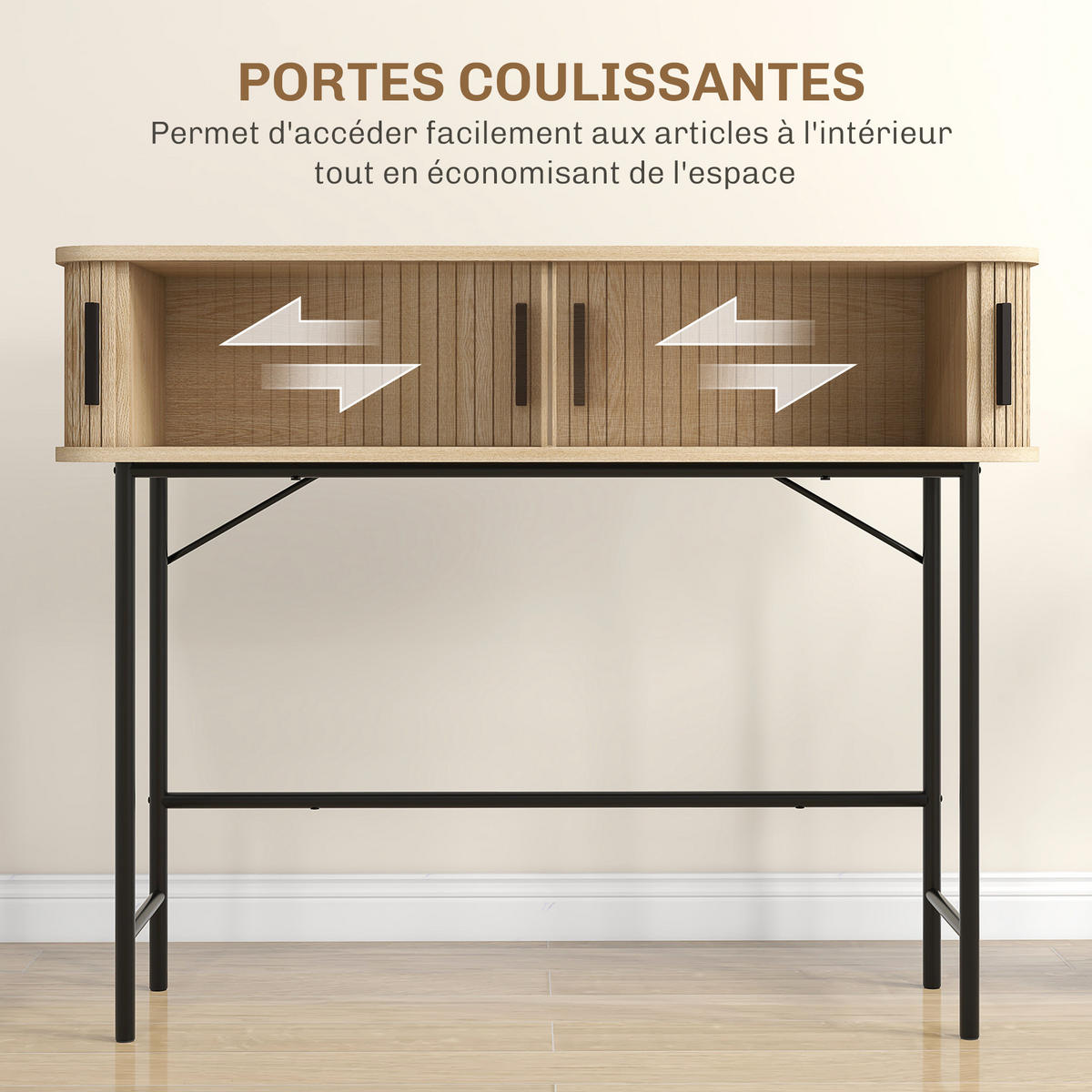 KONSOLENTISCH DE-16787 Eiche & Schwarz - Eichefarben, Holzwerkstoff (100/30/80cm) - ComfortXL