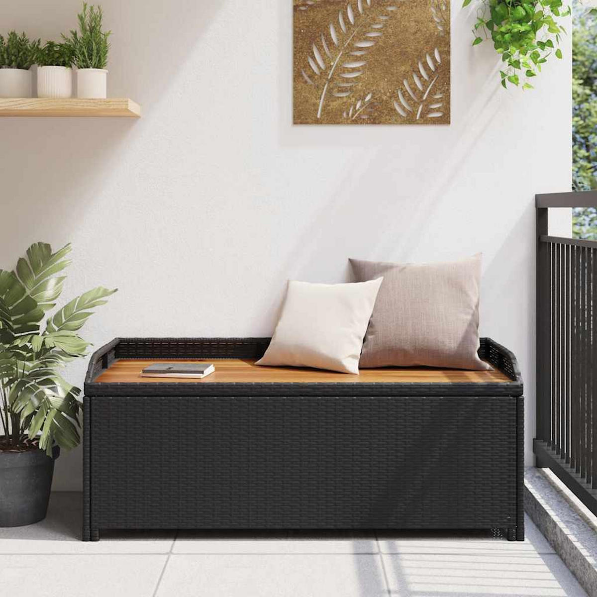 SITZBANK Mit Stauraum 120 Cm Poly Rattan Schwarz - Schwarz, Kunststoff (50/50/120cm) - vidaXL