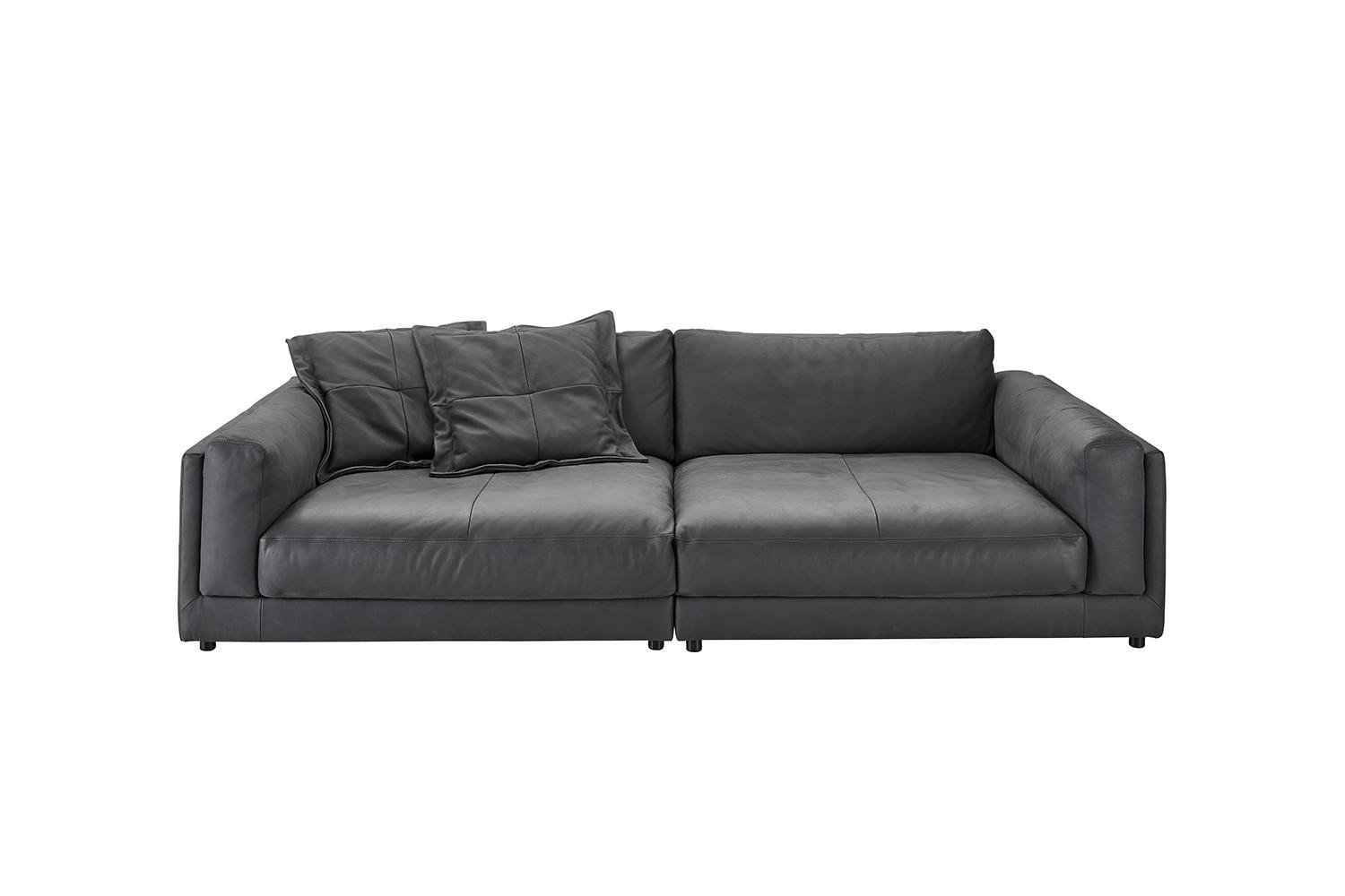 BIG SOFA RAINA Anthrazit Leder - Anthrazit/Schwarz, Leder/Kunststoff (254/85/150cm) - KAWOLA