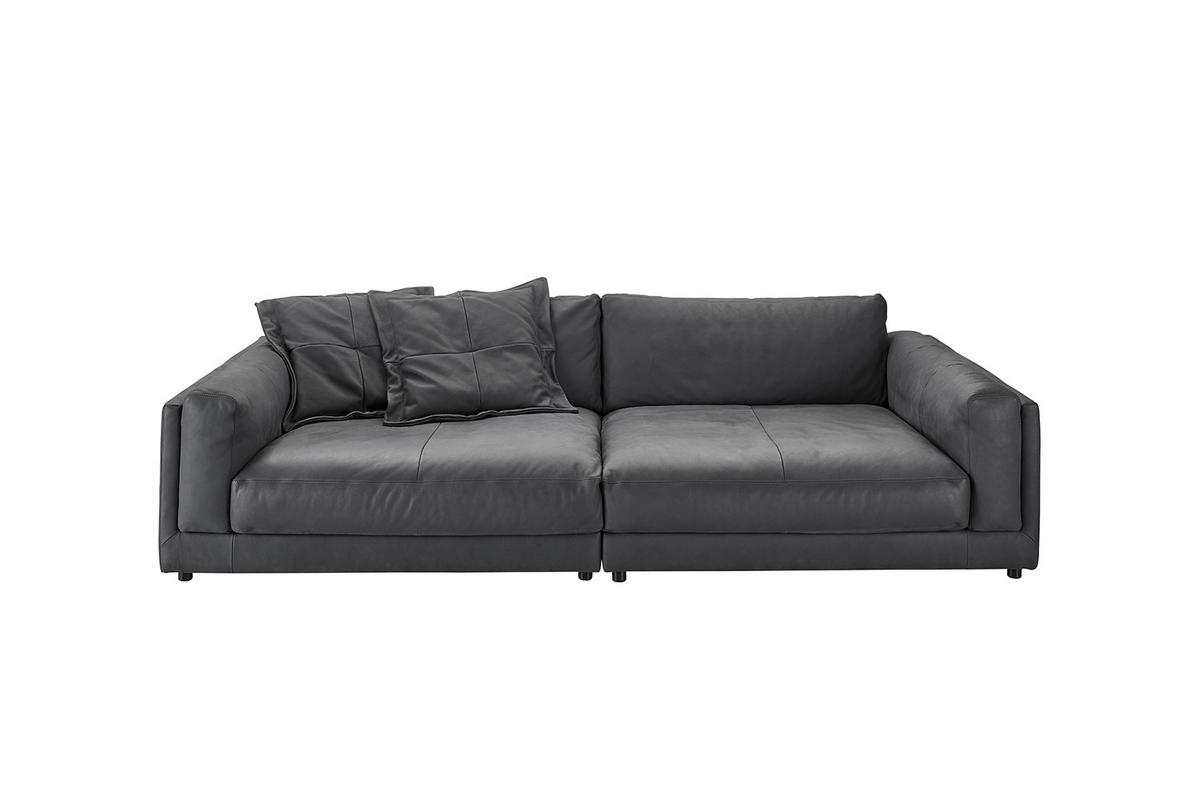 BIG SOFA RAINA Anthrazit Leder - Anthrazit/Schwarz, Leder/Kunststoff (254/85/150cm) - KAWOLA