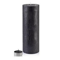 TEELICHTHALTER Rustic Schwarz 12/12/36 cm Naturmaterial - Schwarz, Naturmaterialien (36cm) - Mondex