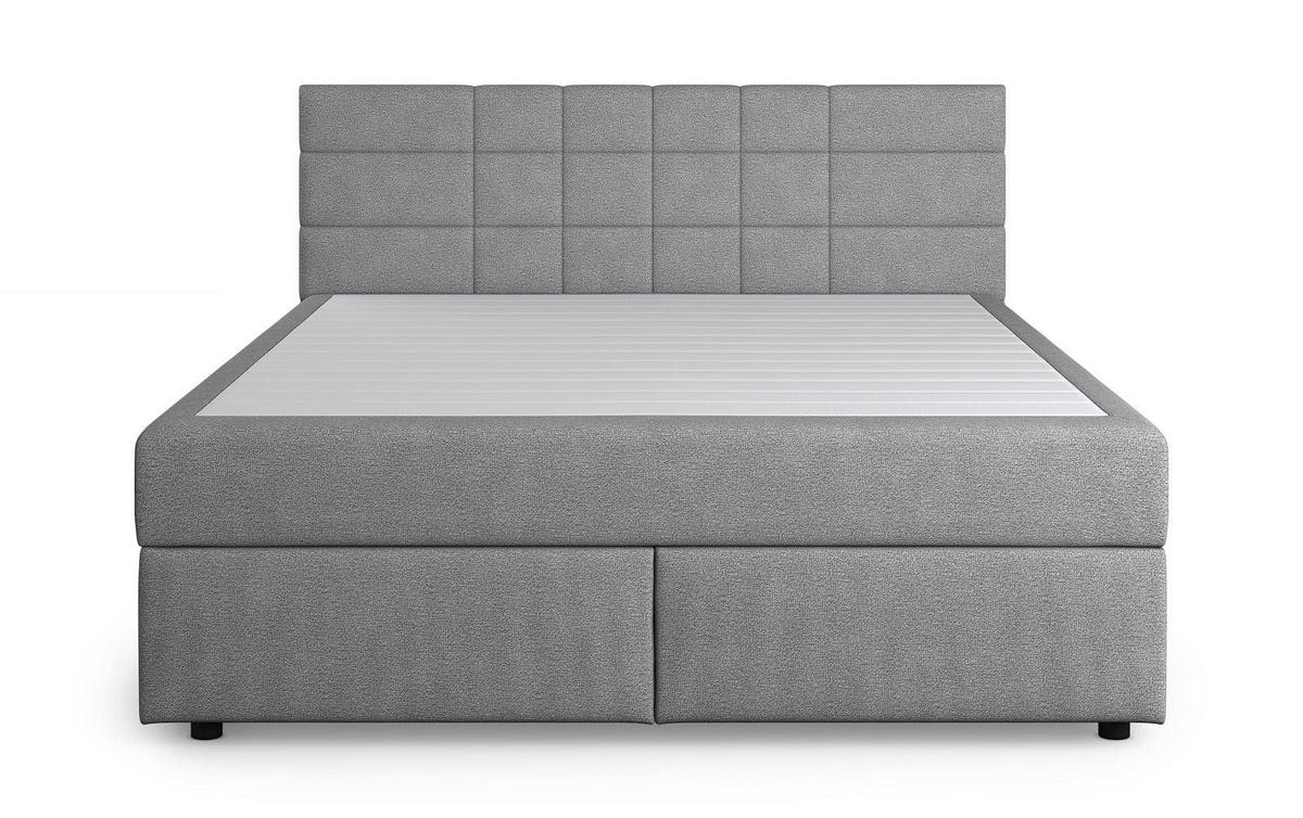BOXBETT 140/160/180x200 – inkl. Topper, 7‑Zonen Taschenfederkern-Matratze, New York-Stoff - Hellgrau/Schwarz, Holz/Kunststoff (180/200cm) - Cotta
