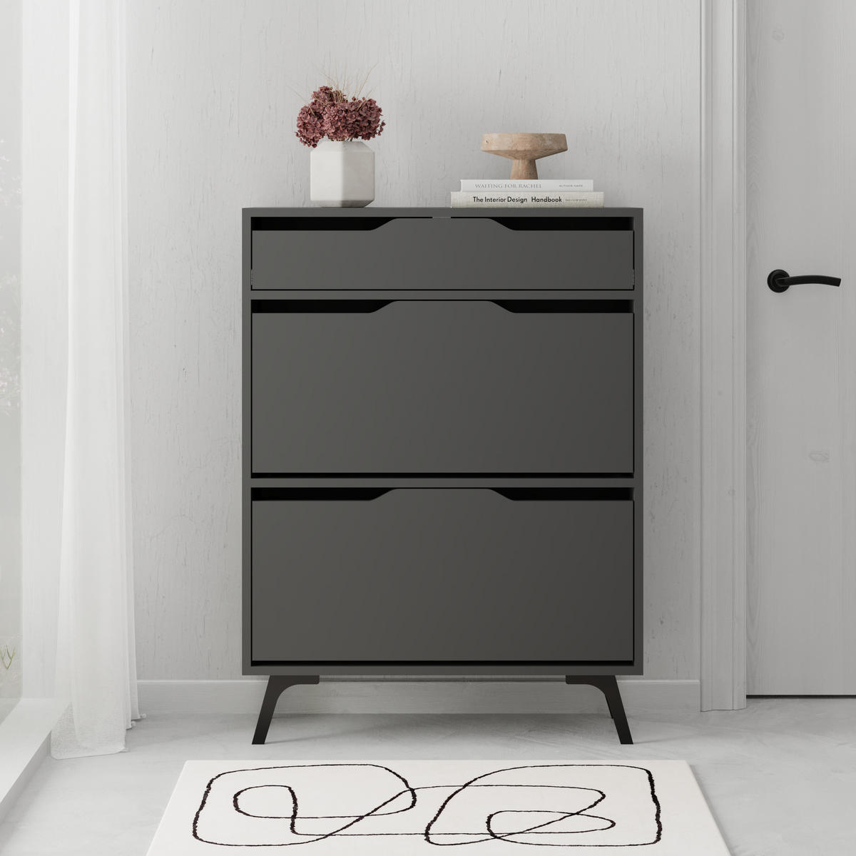 SCHUHSCHRANK Asta Anthrazit 82/110/29.5 cm - Anthrazit, Holzwerkstoff (81.6/110/29.5cm) - Decortie