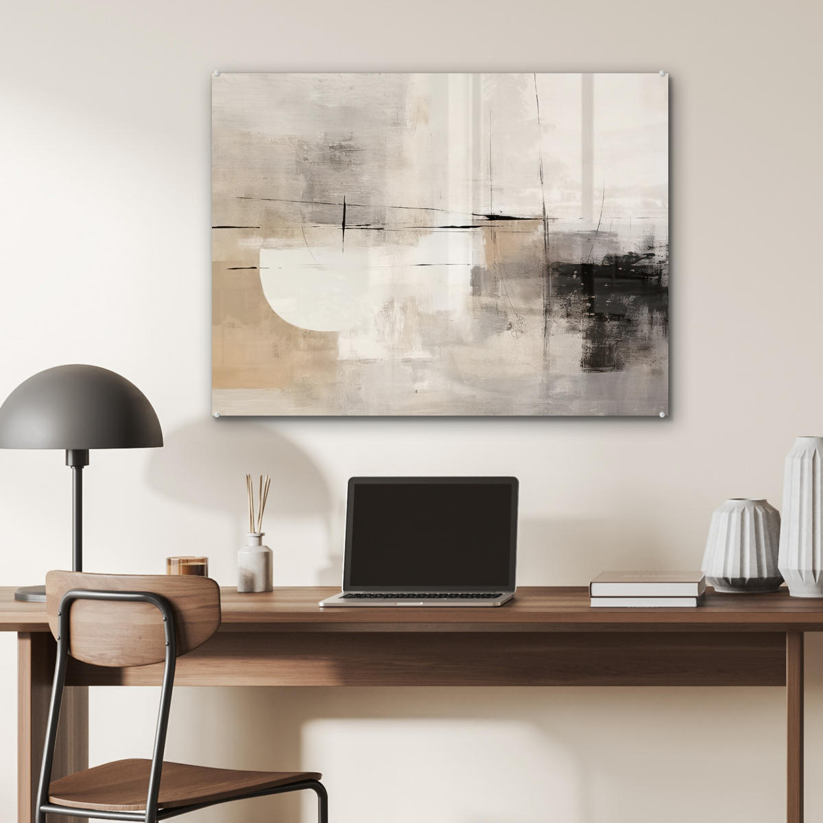 OBRAZ NA AKRYLOVOM SKLE Abstraktné - Umenie - Sivé 80x60 cm - svetlosivá, sklo (80/60cm) - MuchoWow