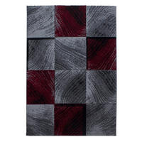 TEPPICH Kurzflor Karo-Design Polypropylen Wohnzimmer Rot Rechteckig 240x340 - Rot, Textil (240/340cm) - KADIMA DESIGN