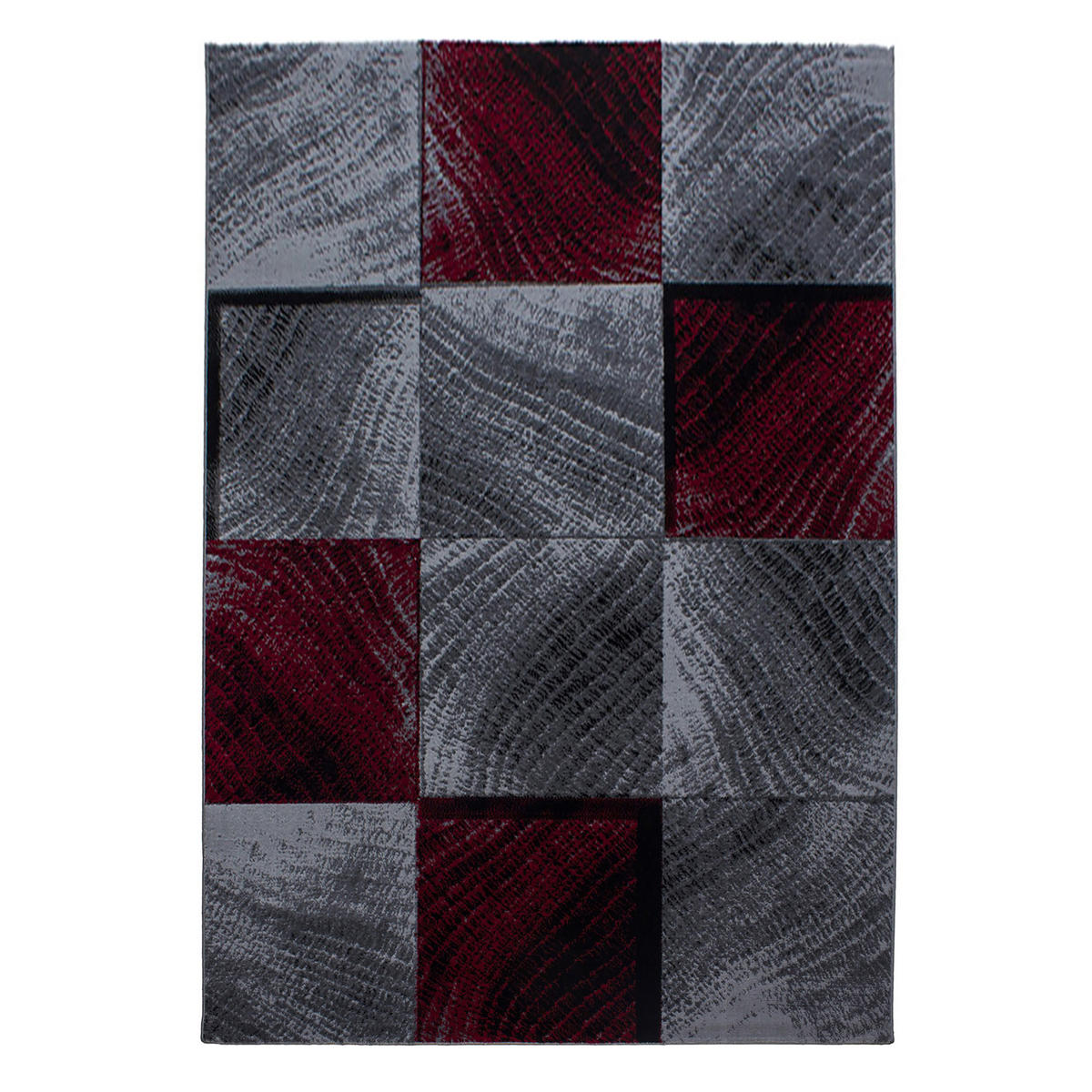 TEPPICH Kurzflor Karo-Design Polypropylen Wohnzimmer Rot Rechteckig 240x340 - Rot, Textil (240/340cm) - KADIMA DESIGN