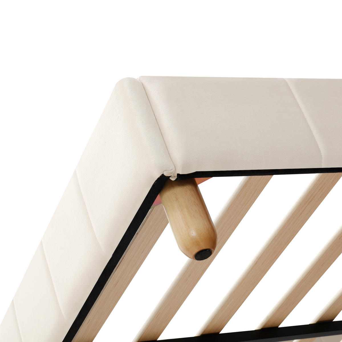 KINDERBETT 140/200 cm in Beige Samt mit Taschen - Beige, Holzwerkstoff/Textil (140/200cm) - WISHDOR