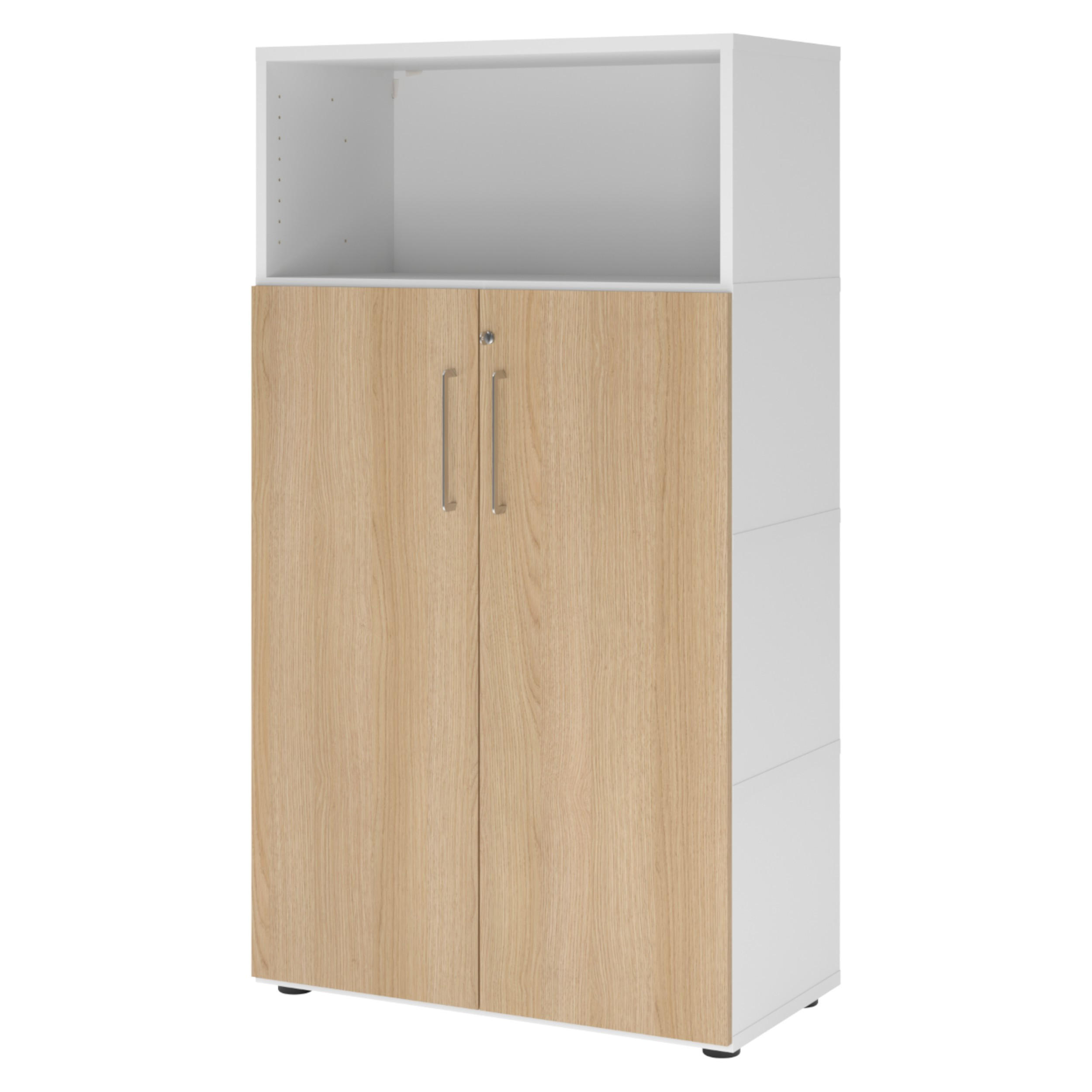 AKTENSCHRANK groß mit Flügeltüren 41,7/80/145,2 cm in Weiß/Eichefarben - Eichefarben/Weiß, Holzwerkstoff (80/145.2/41.7cm) - bümö