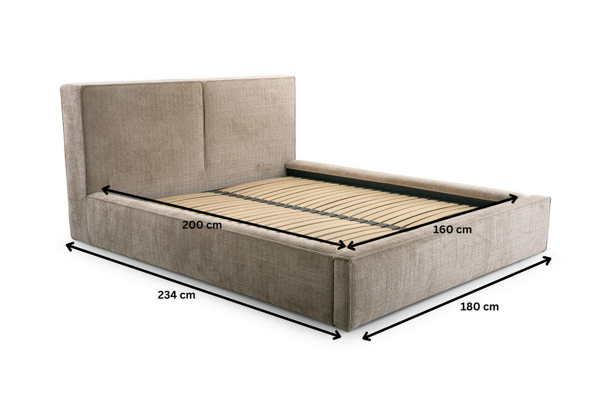 POLSTERBETT GENEVE 160/200 cm in Beige - Beige, Holzwerkstoff (160/200cm) - Deine Möbel 24