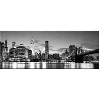 GLASBILD 80x30 cm New York Skyline Schwarz Weiß - Anthrazit, Glas (80/30cm) - artissimo
