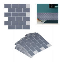 10xFLIESENAUFKLEBER - Grau, Papier/Kunststoff (30.5/30.5/0.1cm) - Relaxdays