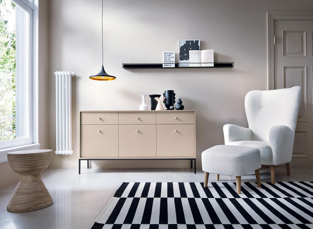 SIDEBOARD Mono beige / schwarz 153 / 39 / 83cm - Beige/Schwarz, Holz/Holzwerkstoff (153/83/39cm) - Feldmann-Wohnen