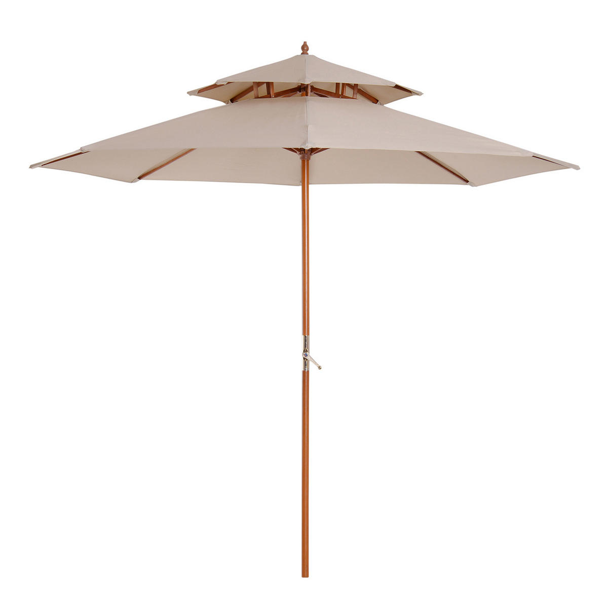 SONNENSCHIRM DE-11448 2-fach Dach, Holz, 2,7 m Beige - Beige, Holzwerkstoff (265/265cm) - ComfortXL