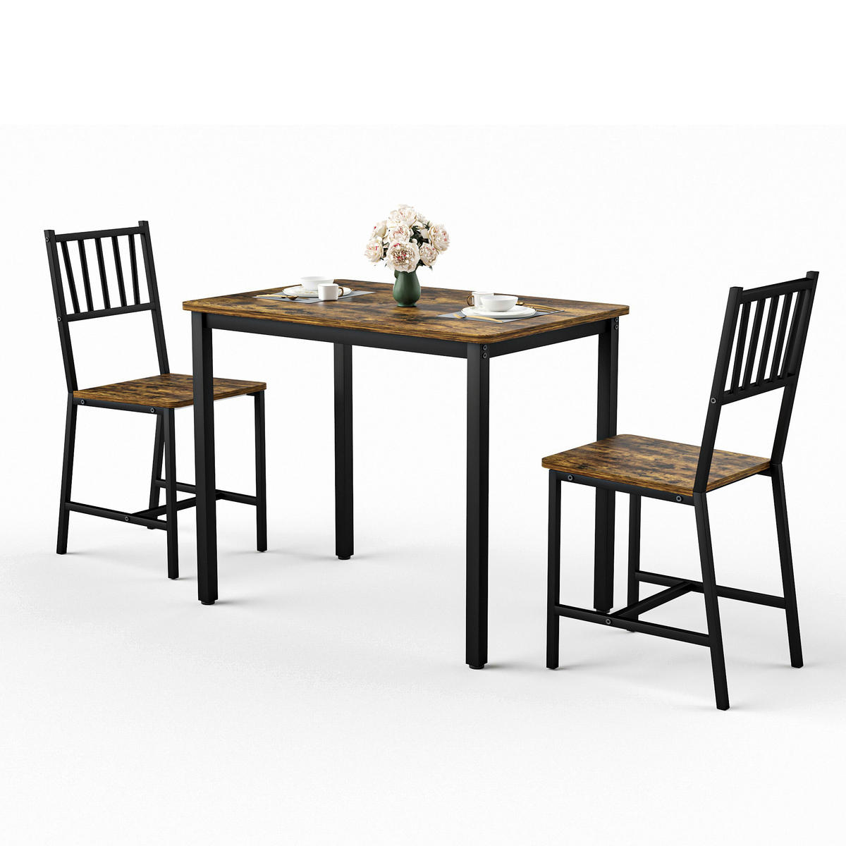 ESSGRUPPE DE-39325 3-teilig, mit 2 Stühlen Schwarz - Schwarz, Holzwerkstoff (90/75.5/60cm) - ComfortXL