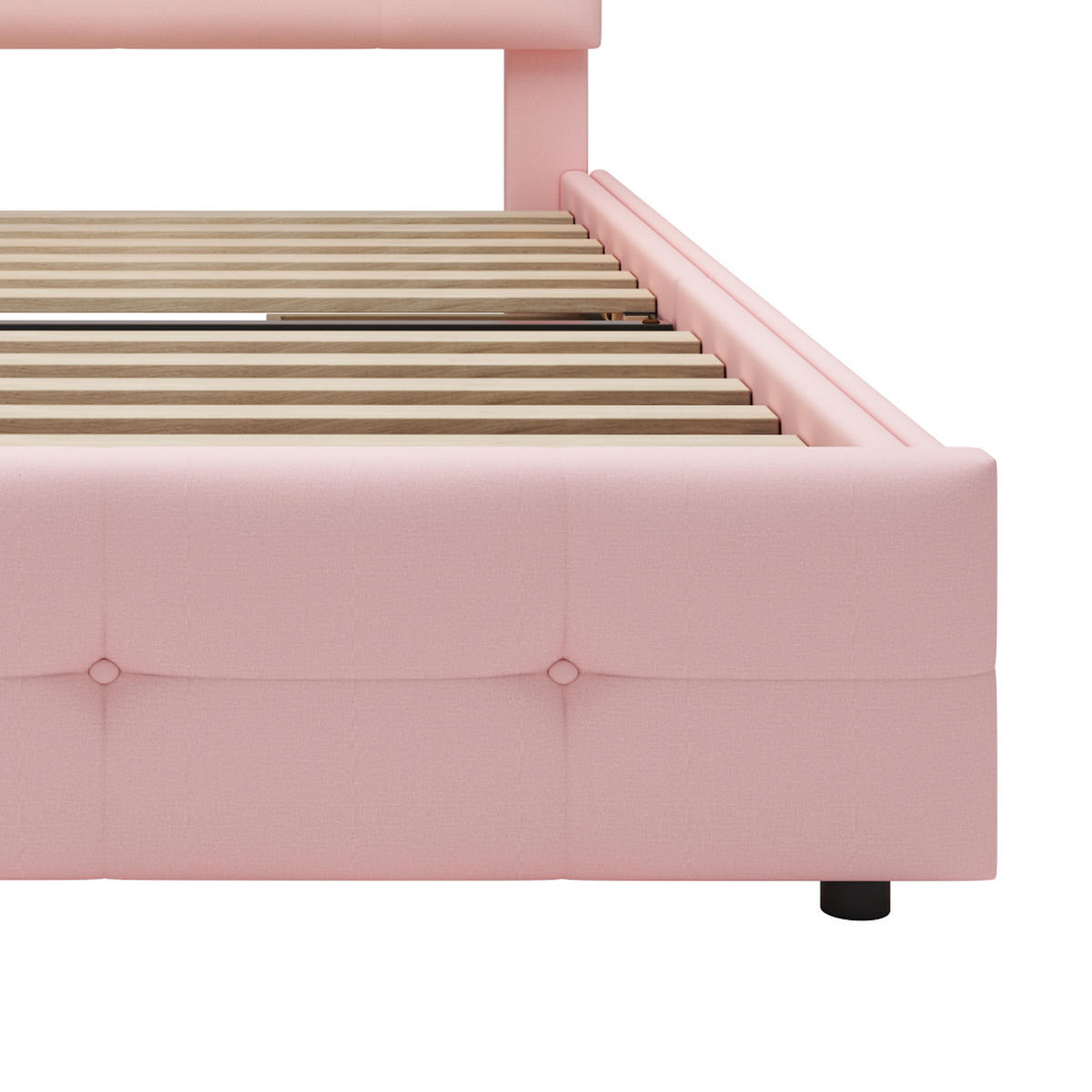 KINDERBETT 90/200 cm DE-01698, in Rosa, mit LED-Leuchten und 2 Schubladen - Pink, Metall (90/200cm) - ComfortXL