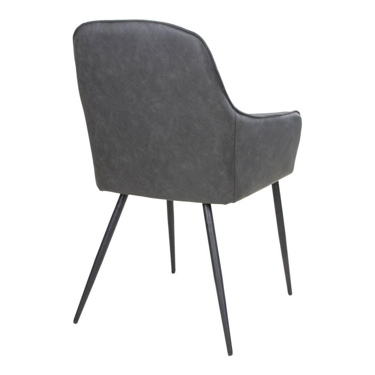 ARMLEHNSTUHL 2er-Set dunkelgrau Kunstleder - Grau, Holzwerkstoff (65/87/57cm) - ebuy24