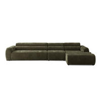 5-SITZER modulares Ecksofa VEER SET 2 Rechts, 175x379 cm, Chenille Webstoff Grün - Schwarz/Grün, Holz/Kunststoff (175/379cm) - Muffo