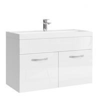 BADMÖBEL-SET Paso 2 Teile Weiß Hochglanz - 80 x 35 x 55 cm - Weiß, Holz (80/55/40cm) - Badplaats