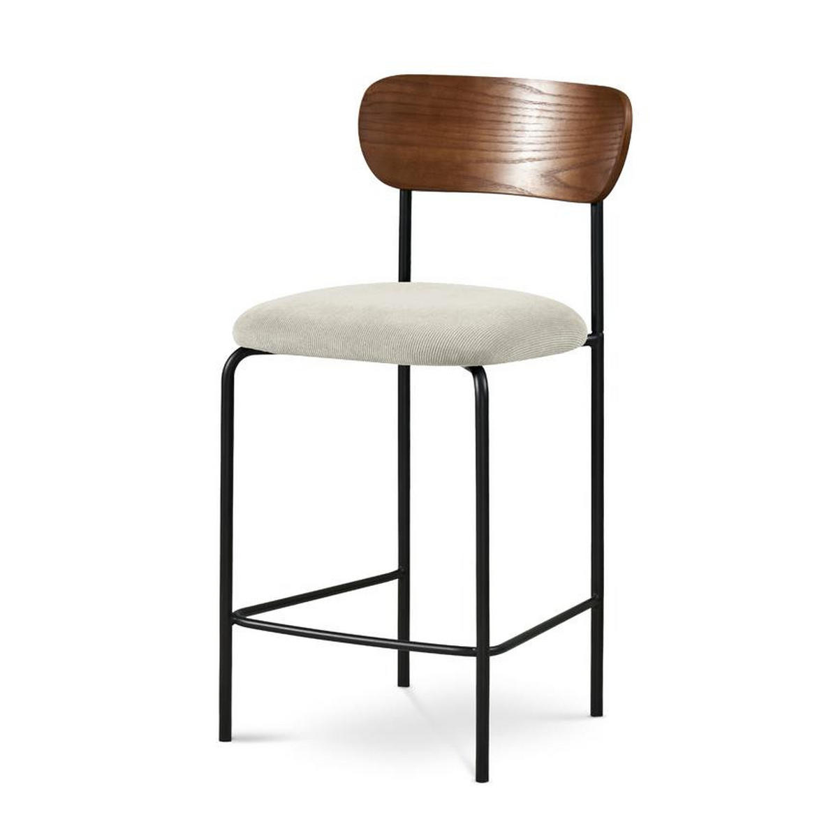 BARHOCKER 2er-Set Olivia skandinavischen aus beigem Cord - Beige/Schwarz, Textil/Metall (46/95.5/52.5cm) - Sicaan