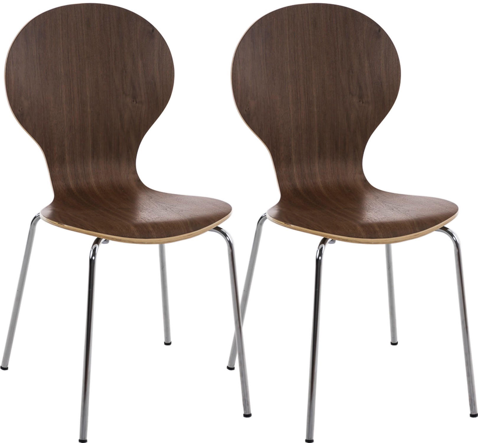 BESUCHERSTUHL Ede - 2er Set walnuss - Braun, Metall (43/86/45cm) - TPFLiving