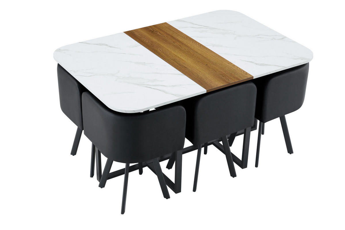 ESSTISCH-SET ausziehbar für 4-6 Personen Naturholz Schwarz - Schwarz, Metall (100/79/150cm) - Meubliv