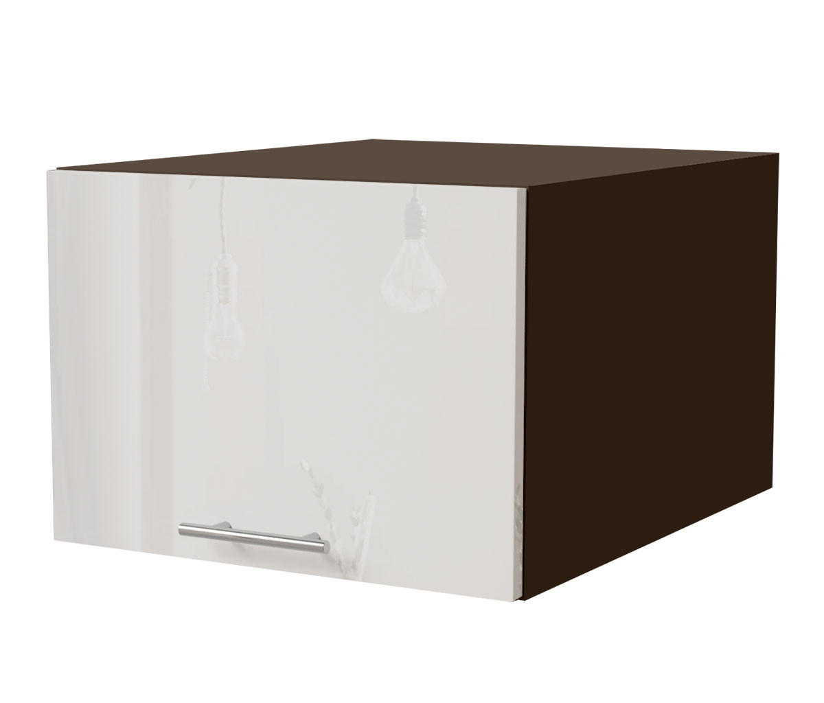 Feldmann-Wohnen Aufsatzschrank Weiß Hochglanz, Dunkelgrau 50x36x59 cm
