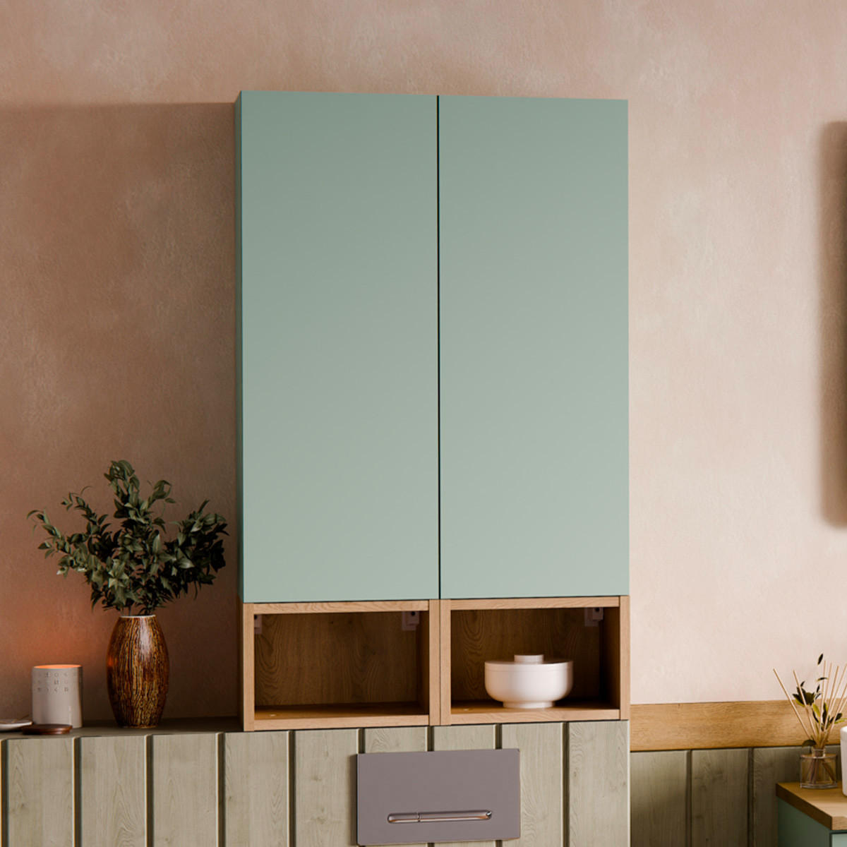 SKŘÍŇORIA Zelená - zelená barva, kompozitní dřevo (30/100/26.6cm) - Petits-meubles