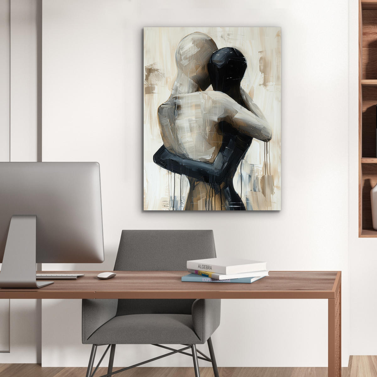 KOVOVÝ OBRAZ Abstraktné - Láska - Čiernobiele - Moderné 60x80 cm - čierna, kov (60/80cm) - MuchoWow